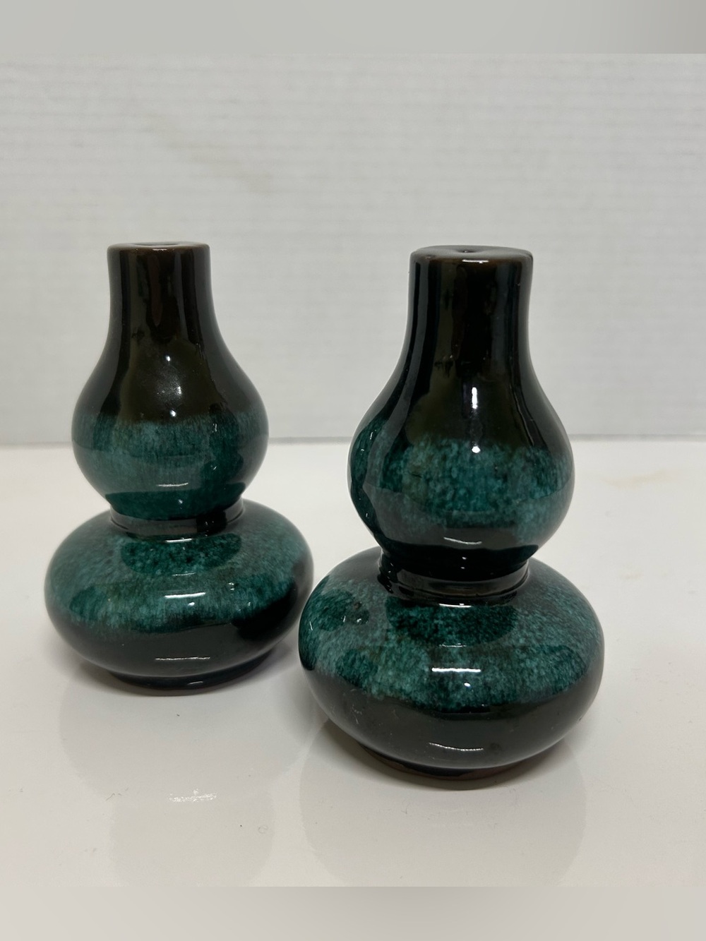 Vintage Blue Mottled Lamp Salt and Pepper Shakers